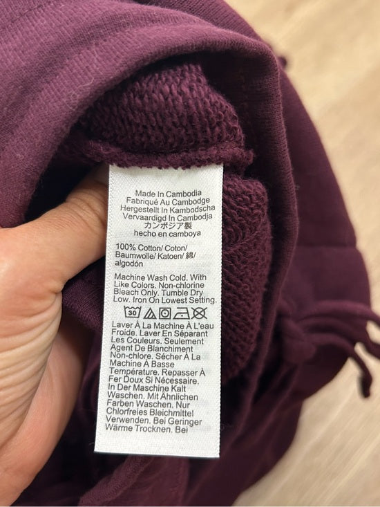 J. Crew 100% Cotton Heritage Terry Wide Leg Drawstring Sweatpant in Maroon