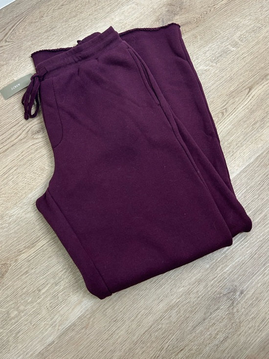 J. Crew 100% Cotton Heritage Terry Wide Leg Drawstring Sweatpant in Maroon