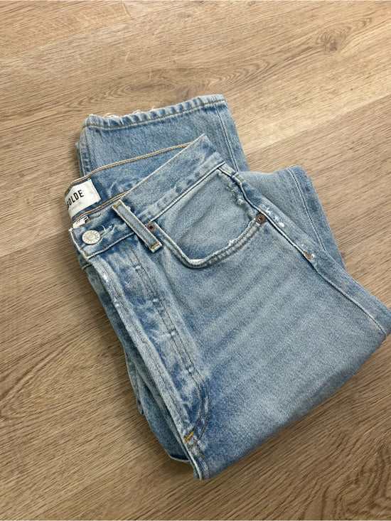 AGOLDE 100% Organic Cotton 90's Pinch Waist Straight Leg Light Wash Jean