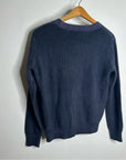 One Grey Day 100% Cashmere Blue Ribbed Two Tone Textured Pullover Sweater