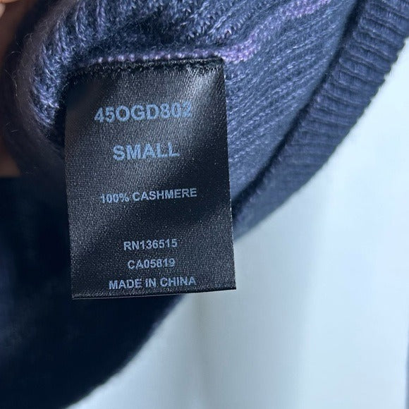 One Grey Day 100% Cashmere Blue Ribbed Two Tone Textured Pullover Sweater