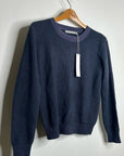 One Grey Day 100% Cashmere Blue Ribbed Two Tone Textured Pullover Sweater