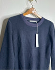 One Grey Day 100% Cashmere Blue Ribbed Two Tone Textured Pullover Sweater