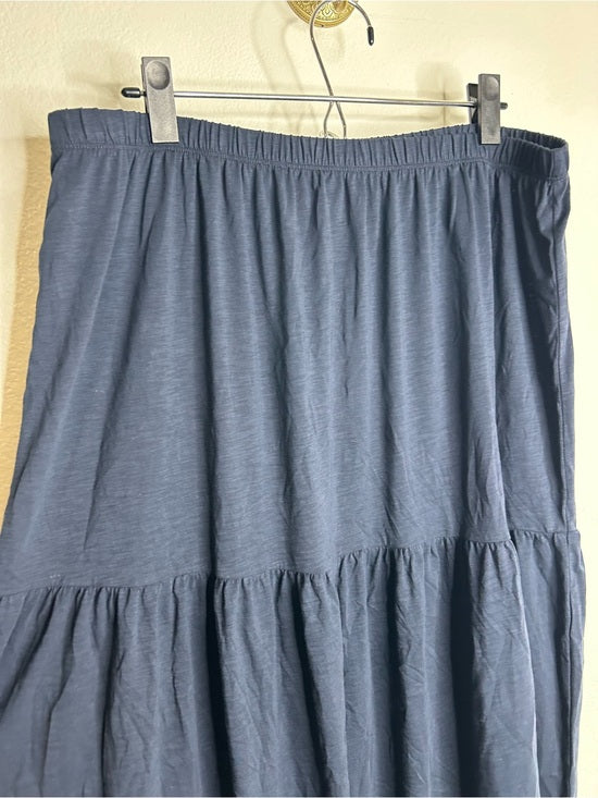 Nation LTD 100% Pima Cotton Lightweight Tiered Navy Blue Midi Skirt