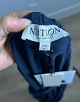 Nation LTD 100% Pima Cotton Lightweight Tiered Navy Blue Midi Skirt