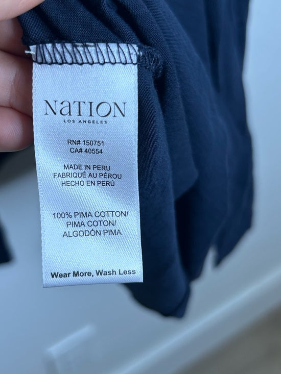 Nation LTD 100% Pima Cotton Lightweight Tiered Navy Blue Midi Skirt