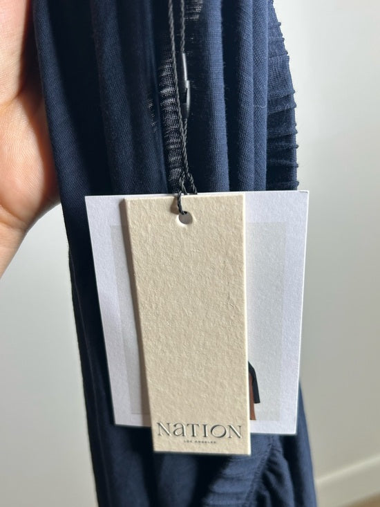 Nation LTD 100% Pima Cotton Lightweight Tiered Navy Blue Midi Skirt