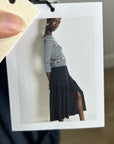 Nation LTD 100% Pima Cotton Lightweight Tiered Navy Blue Midi Skirt