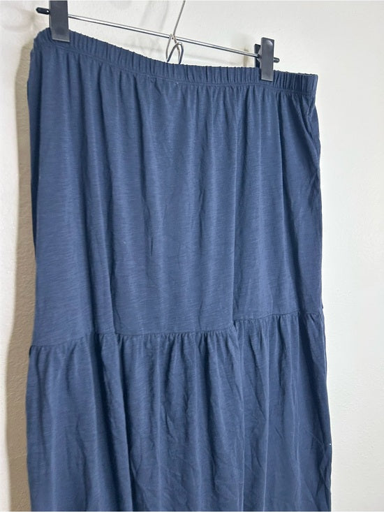 Nation LTD 100% Pima Cotton Lightweight Tiered Navy Blue Midi Skirt