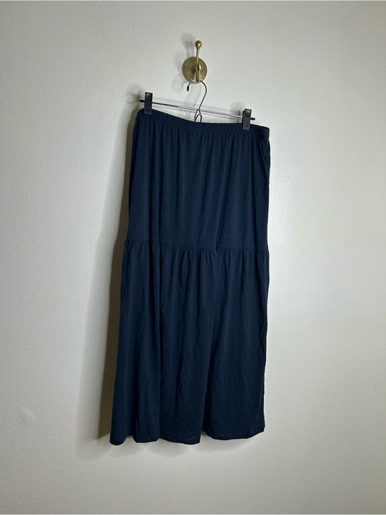 Nation LTD 100% Pima Cotton Lightweight Tiered Navy Blue Midi Skirt