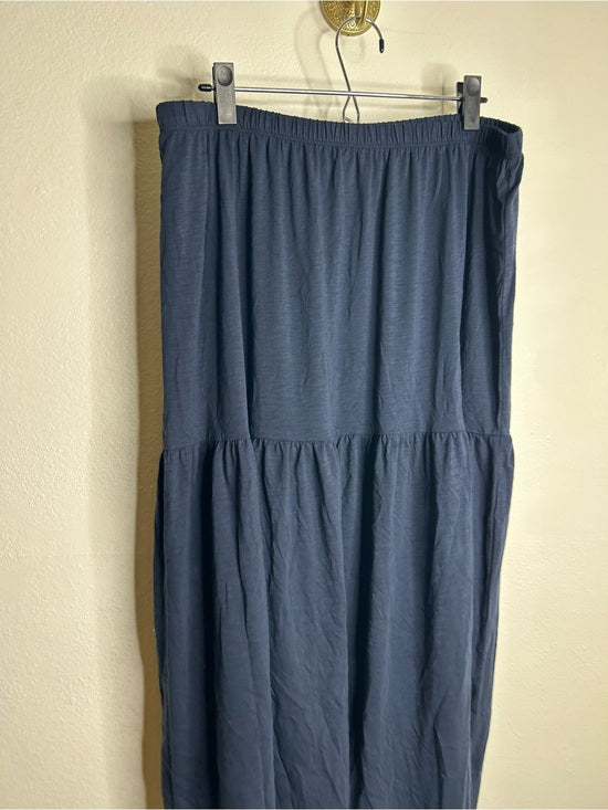 Nation LTD 100% Pima Cotton Lightweight Tiered Navy Blue Midi Skirt