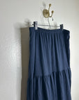 Nation LTD 100% Pima Cotton Lightweight Tiered Navy Blue Midi Skirt