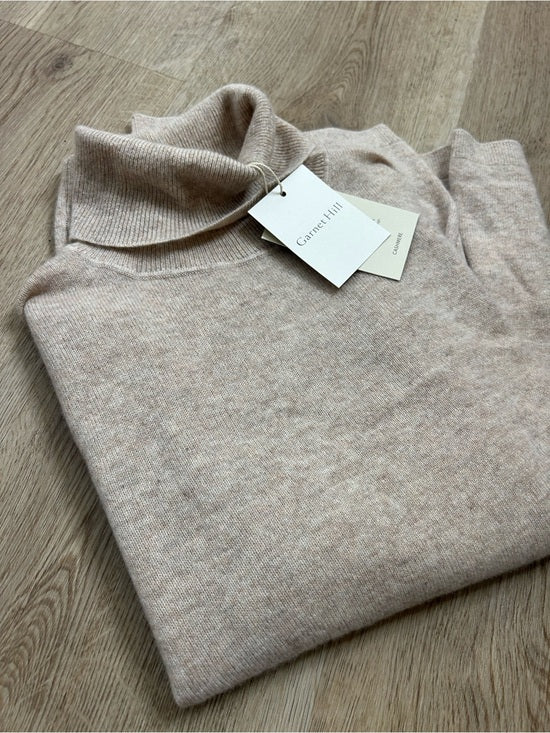Garnet Hill Garnet Hill 100% Cashmere Essential Oat Heather Turtleneck Sweater - Cashmere