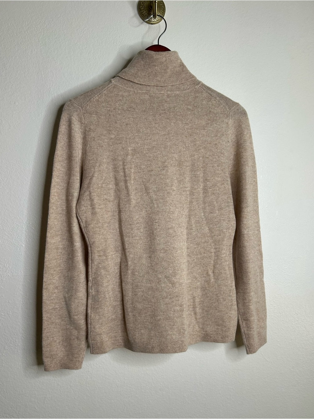 Garnet Hill 100% Cashmere Essential Oat Heather Turtleneck Sweater