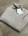 Garnet Hill 100% Cashmere Essential Oat Heather Turtleneck Sweater