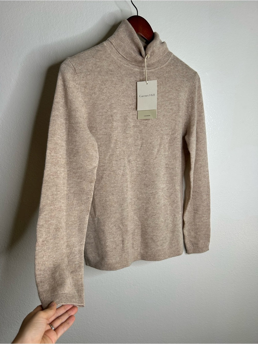 Garnet Hill Garnet Hill 100% Cashmere Essential Oat Heather Turtleneck Sweater - Cashmere