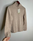 Garnet Hill 100% Cashmere Essential Oat Heather Turtleneck Sweater