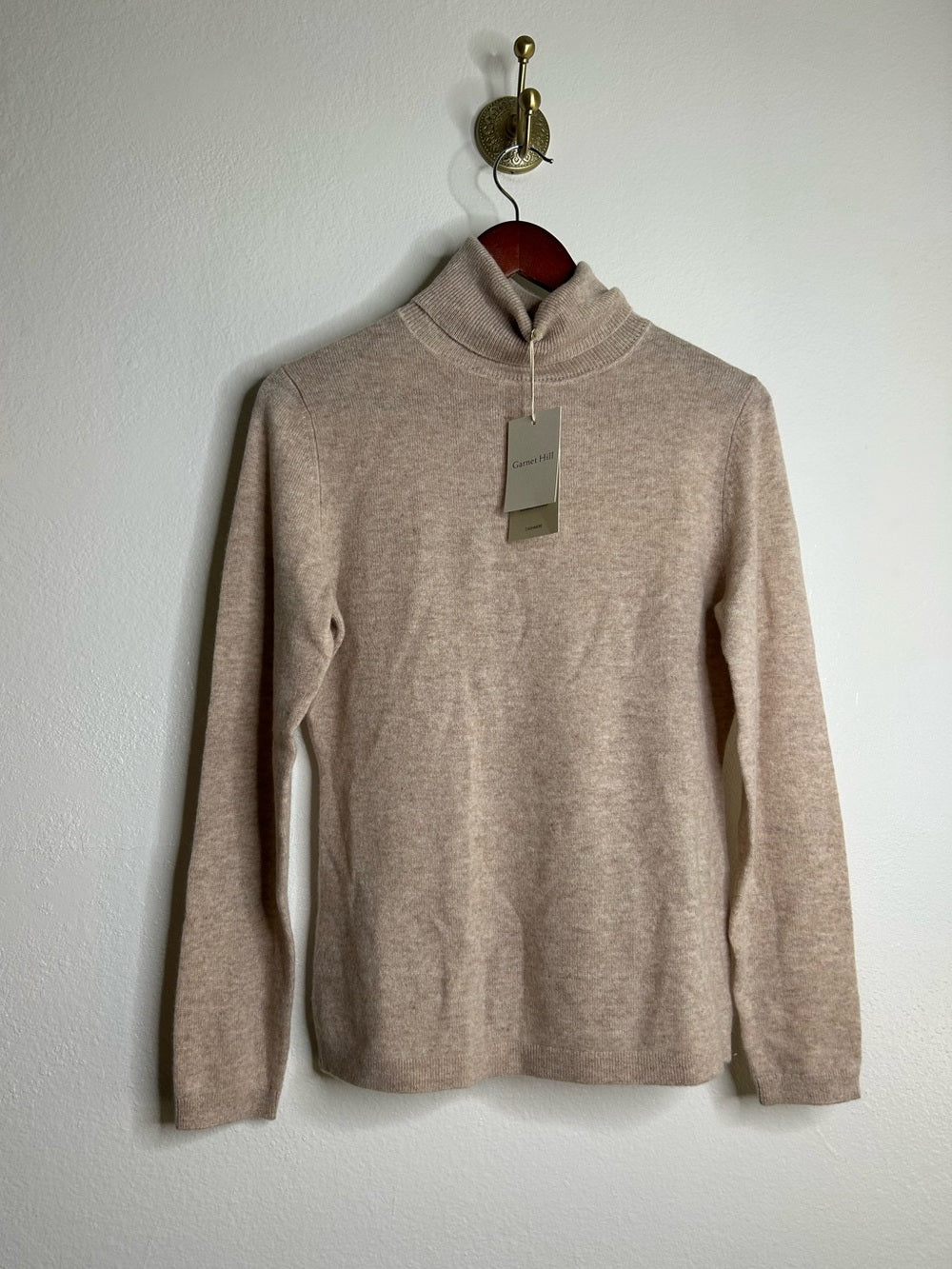 Garnet Hill Garnet Hill 100% Cashmere Essential Oat Heather Turtleneck Sweater - Cashmere