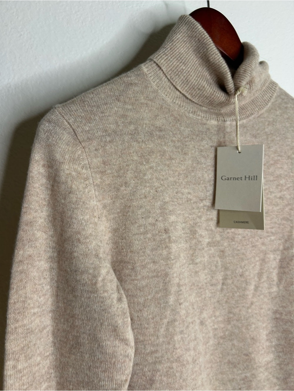 Garnet Hill 100% Cashmere Essential Oat Heather Turtleneck Sweater