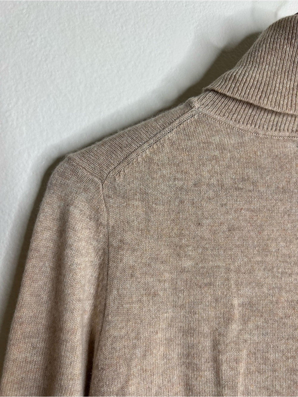 Garnet Hill 100% Cashmere Essential Oat Heather Turtleneck Sweater