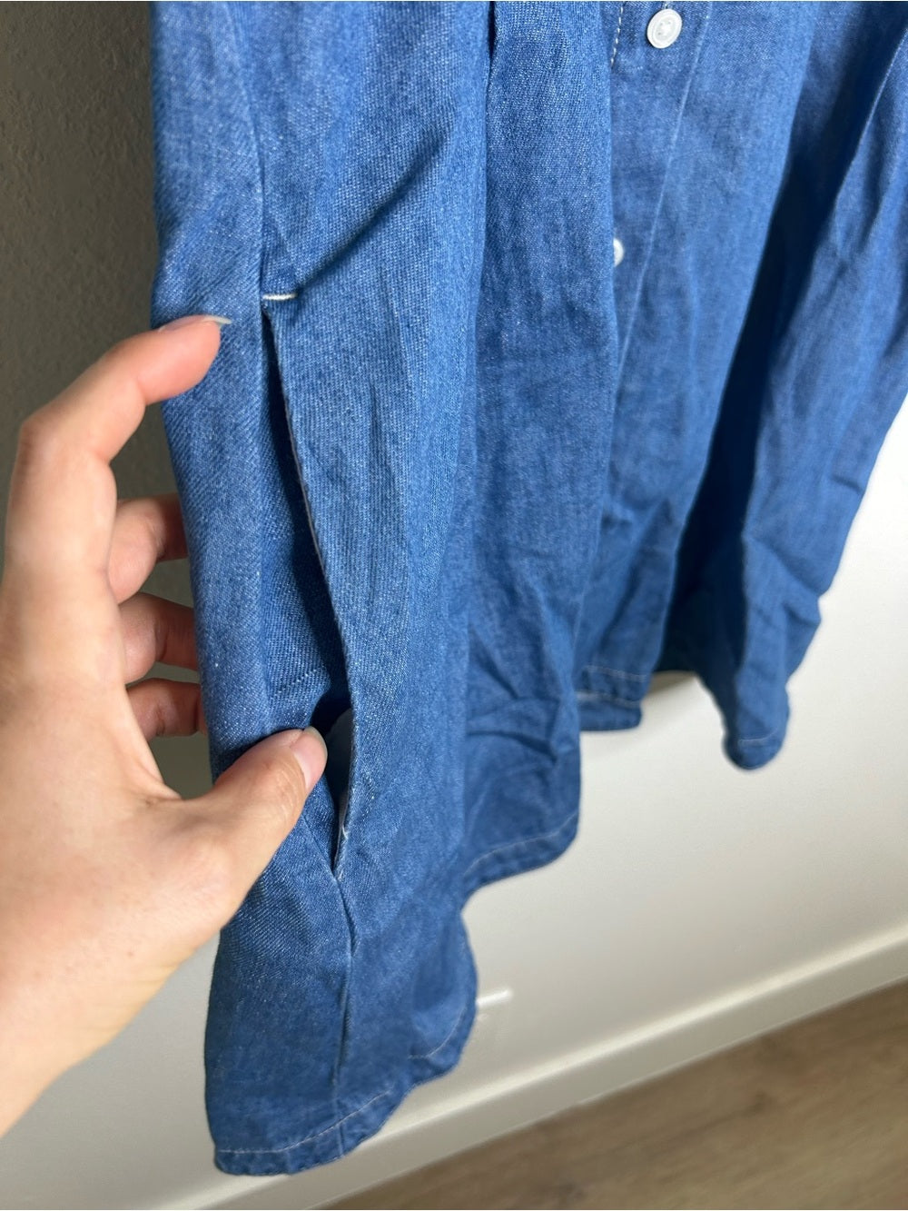 Madewell Cotton Linen Perry Denim Button Down Shirt Dress Short Sleeve