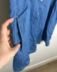 Madewell Cotton Linen Perry Denim Button Down Shirt Dress Short Sleeve