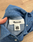 Madewell Cotton Linen Perry Denim Button Down Shirt Dress Short Sleeve