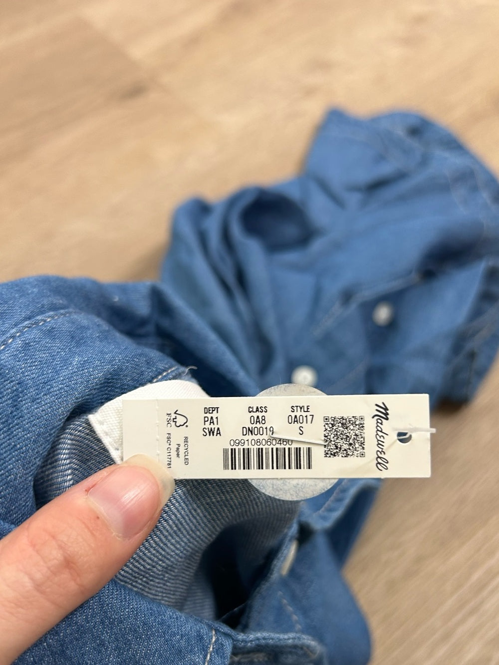 Madewell Cotton Linen Perry Denim Button Down Shirt Dress Short Sleeve