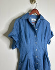 Madewell Cotton Linen Perry Denim Button Down Shirt Dress Short Sleeve