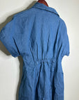 Madewell Cotton Linen Perry Denim Button Down Shirt Dress Short Sleeve