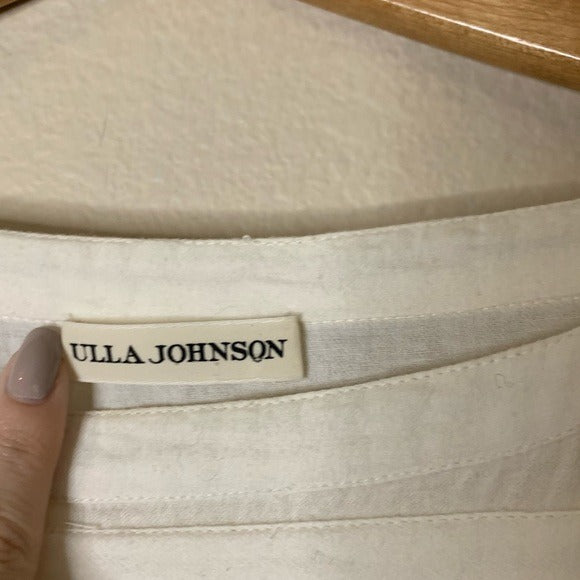 Ulla Johnson 100% Cotton Cream Fringe Cotton Pullover Sweater