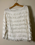 Ulla Johnson 100% Cotton Cream Fringe Cotton Pullover Sweater