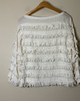 Ulla Johnson 100% Cotton Cream Fringe Cotton Pullover Sweater
