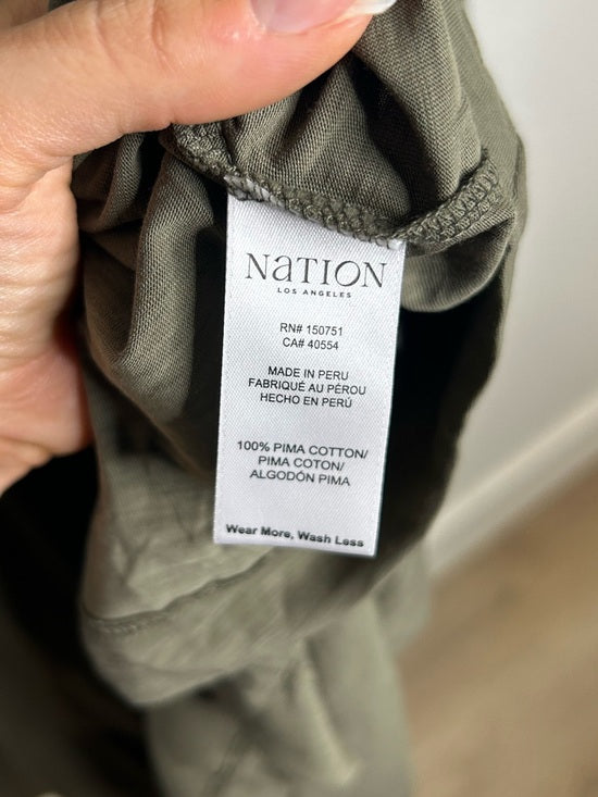 Nation LA 100% Pima Cotton Knit Evonne Drop Waist Ruched Midi Dress