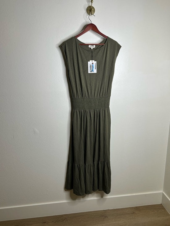 Nation LA 100% Pima Cotton Knit Evonne Drop Waist Ruched Midi Dress
