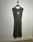 Nation LA 100% Pima Cotton Knit Evonne Drop Waist Ruched Midi Dress