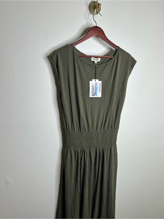 Nation LA 100% Pima Cotton Knit Evonne Drop Waist Ruched Midi Dress