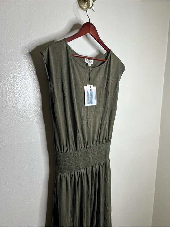 Nation LA 100% Pima Cotton Knit Evonne Drop Waist Ruched Midi Dress