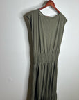 Nation LA 100% Pima Cotton Knit Evonne Drop Waist Ruched Midi Dress