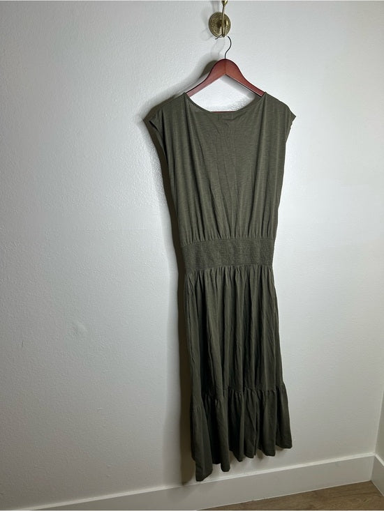 Nation LA 100% Pima Cotton Knit Evonne Drop Waist Ruched Midi Dress