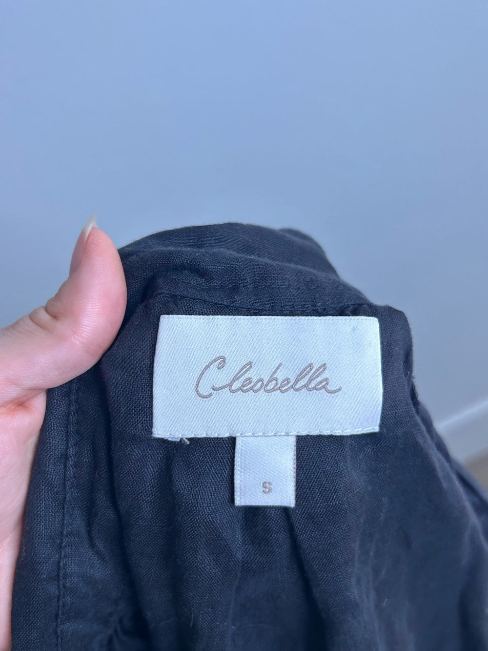 Cleobella 100% Linen Black Button Down Negara Blouse Cropped