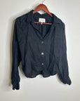 Cleobella 100% Linen Black Button Down Negara Blouse Cropped