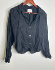 Cleobella 100% Linen Black Button Down Negara Blouse Cropped