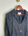 Cleobella 100% Linen Black Button Down Negara Blouse Cropped