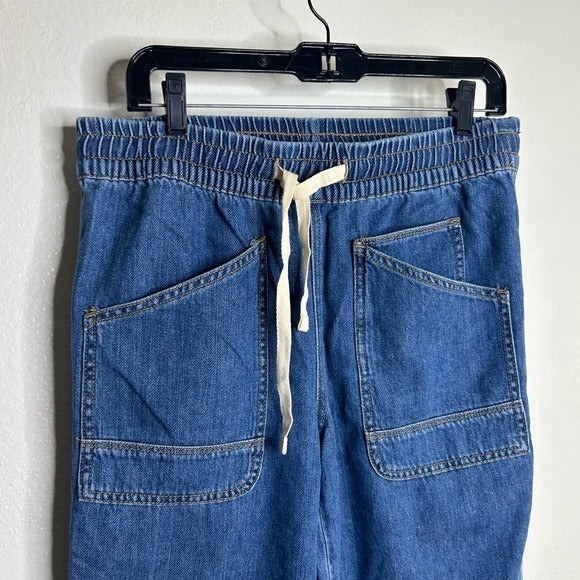 Sundance 100% Cotton Nyla Denim Utility Style Baggy Drawstring Jogger Pant
