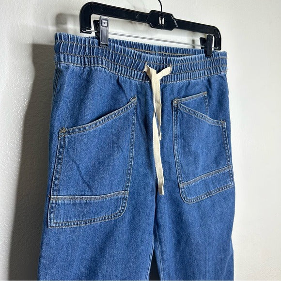 Sundance 100% Cotton Nyla Denim Utility Style Baggy Drawstring Jogger Pant