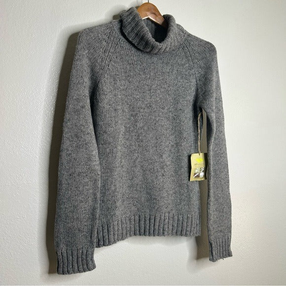 HT Naturals HT Naturals Wool Hemp Thick Textured Knit Gray Turtleneck Sweater - Wool, Hemp