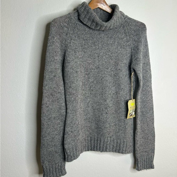 HT Naturals HT Naturals Wool Hemp Thick Textured Knit Gray Turtleneck Sweater - Wool, Hemp