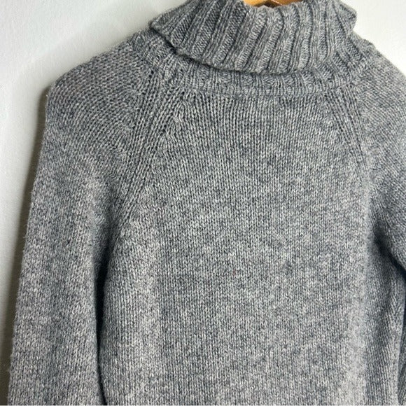 HT Naturals Wool Hemp Thick Textured Knit Gray Turtleneck Sweater