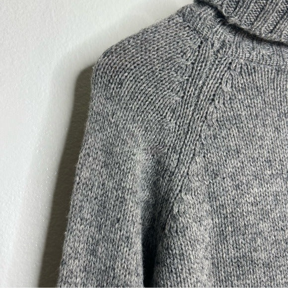 HT Naturals Wool Hemp Thick Textured Knit Gray Turtleneck Sweater